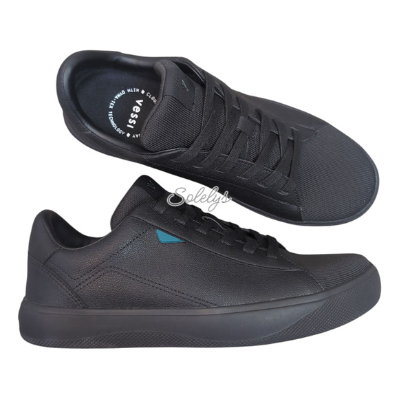 Vessi Soho Mens 7 Waterproof Asphalt Black Vegan Leather Casual Lace Up Sneaker - Picture 1 of 10